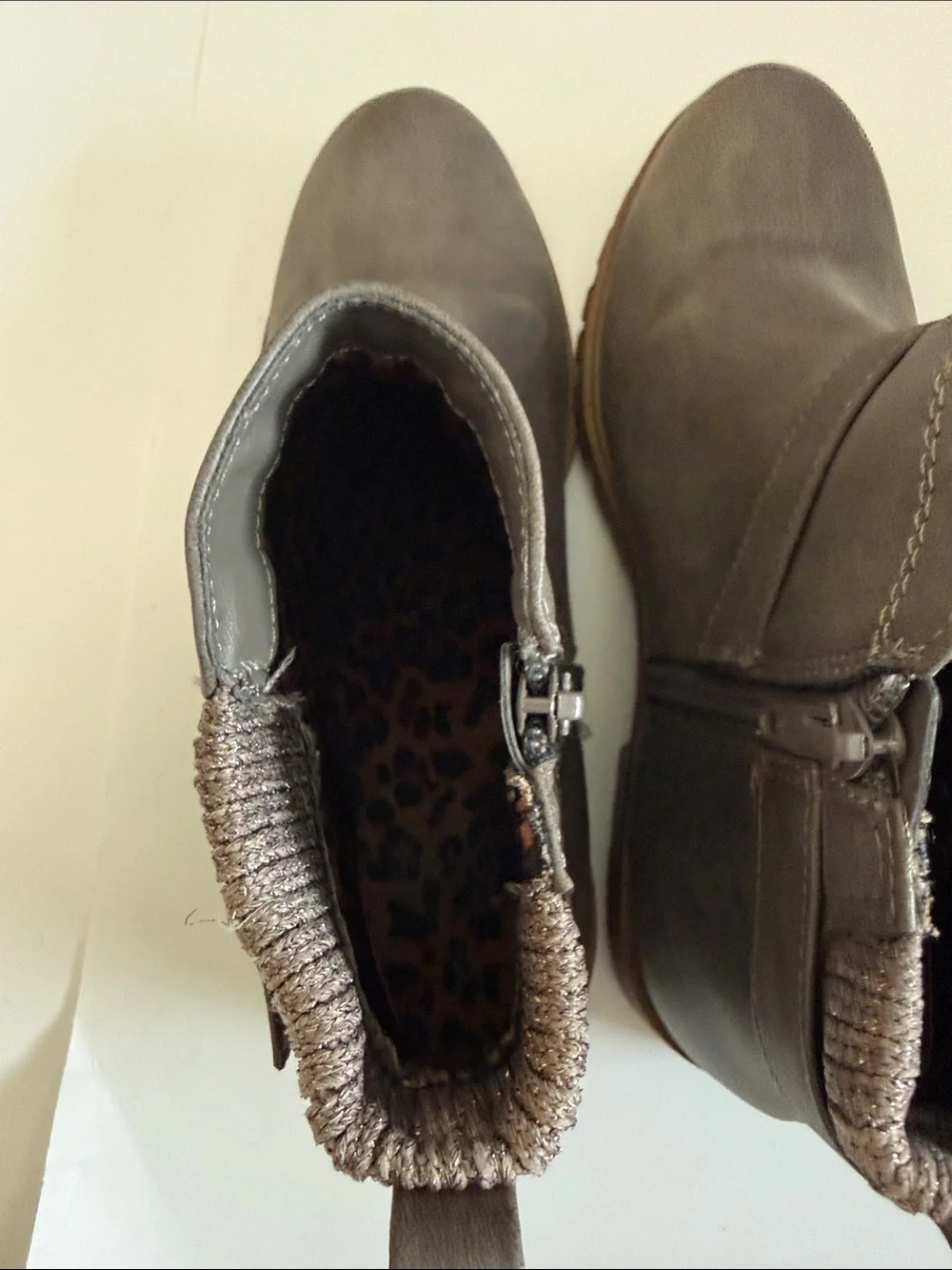 wonder nation Gray Ankle Booties with Brown Outsole